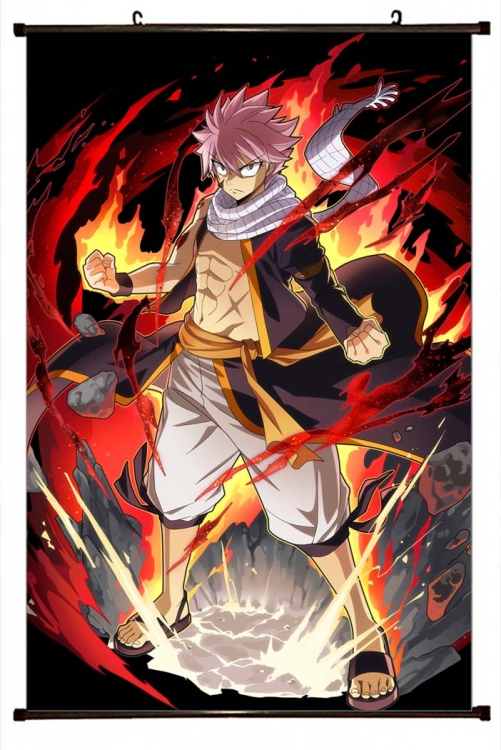 Fairy tail Anime black Plastic rod Cloth painting Wall Scroll 60X90CM Y2-36