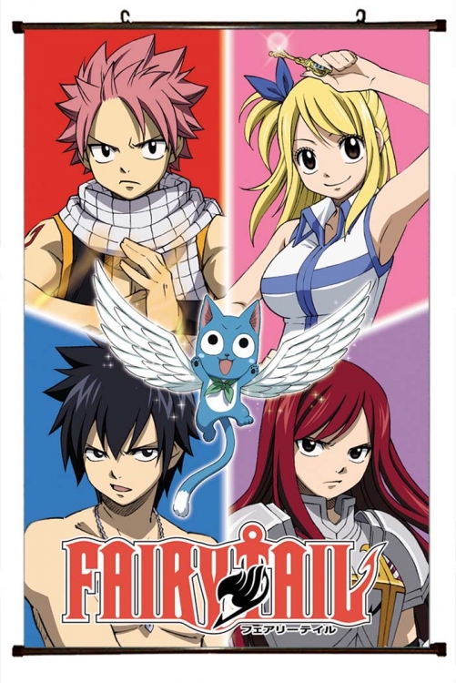 Fairy tail Anime black Plastic rod Cloth painting Wall Scroll 60X90CM  Y2-38