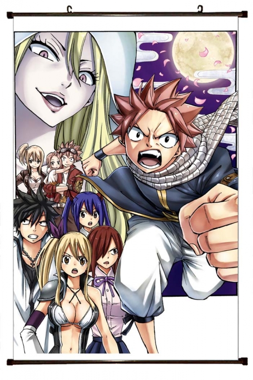 Fairy tail Anime black Plastic rod Cloth painting Wall Scroll 60X90CM  