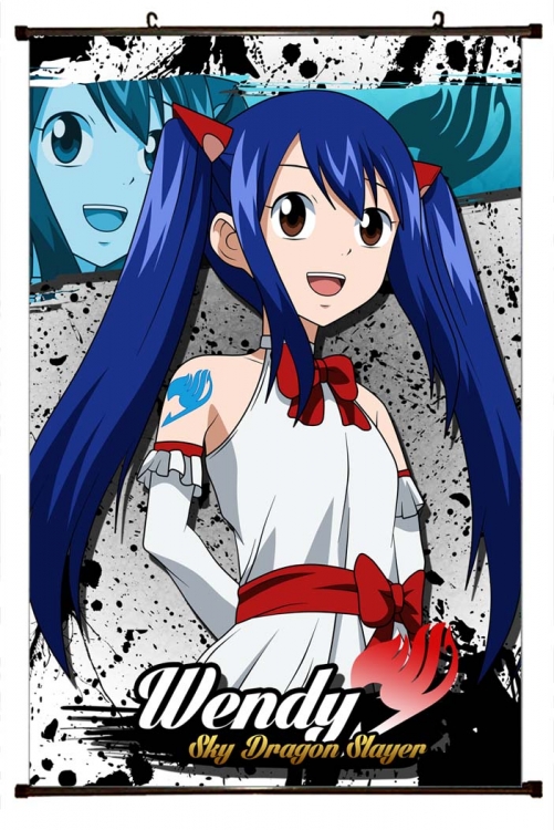 Fairy tail Anime black Plastic rod Cloth painting Wall Scroll 60X90CM  Y2-9