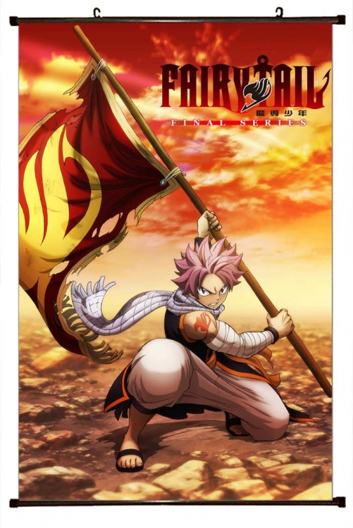 Fairy tail Anime black Plastic rod Cloth painting Wall Scroll 60X90CM   Y2-20