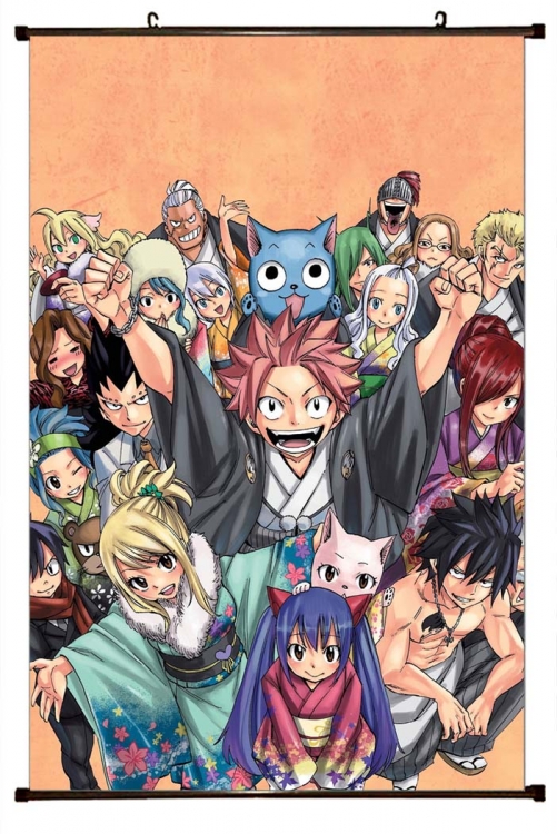 Fairy tail Anime black Plastic rod Cloth painting Wall Scroll 60X90CM  Y2-18