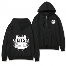 BTS Black Hooded Thick Zip Jac...