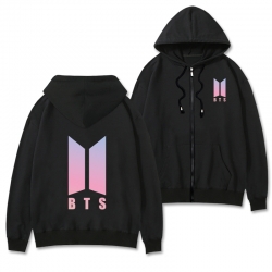BTS Black Hooded Thick Zip Jac...