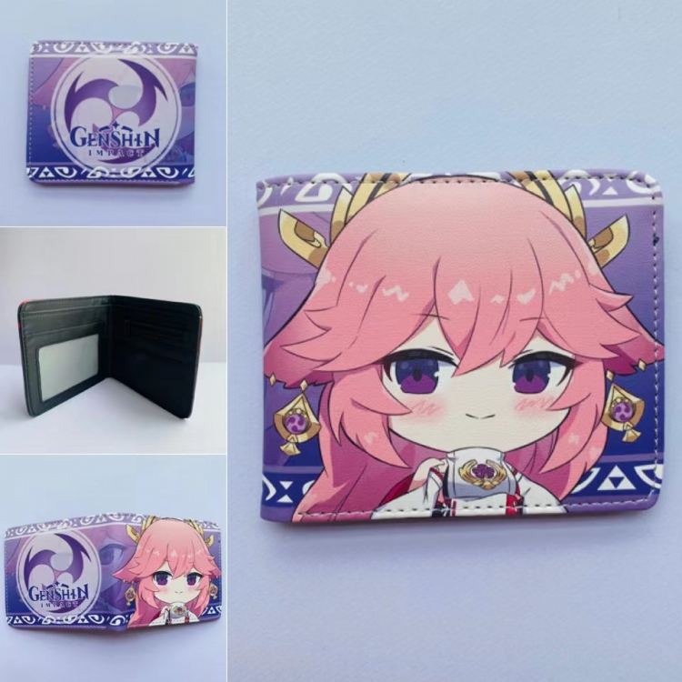 Genshin Impact  Full color  Two fold short card case wallet