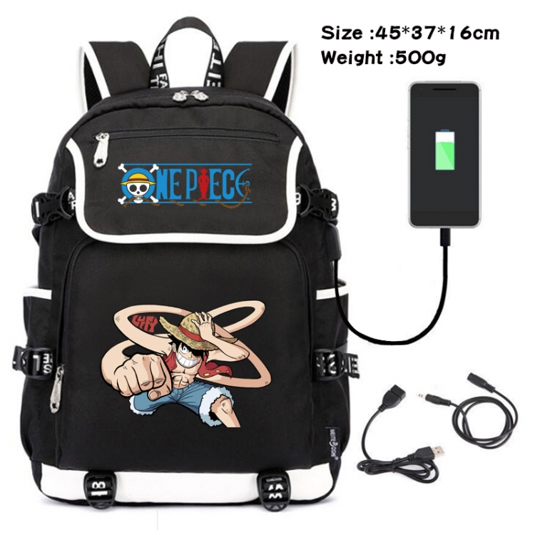 One Piece Anime Flip Data Cable Backpack School Bag 45X37X16CM