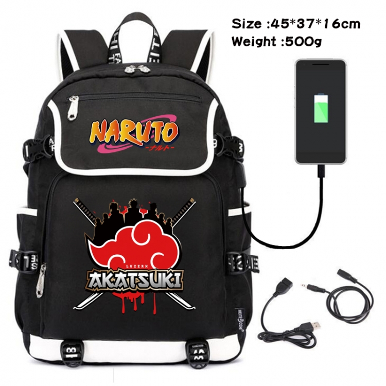 Naruto Anime Flip Data Cable Backpack School Bag 45X37X16CM