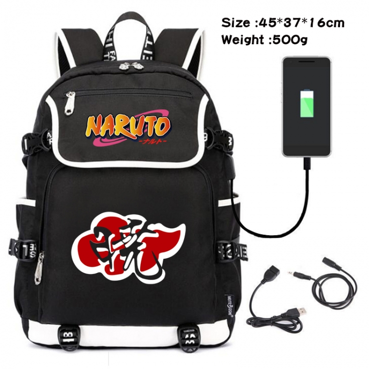Naruto Anime Flip Data Cable Backpack School Bag 45X37X16CM