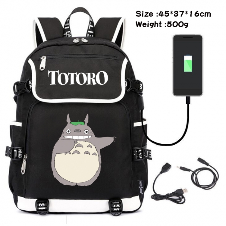 TOTORO Anime Flip Data Cable Backpack School Bag 45X37X16CM