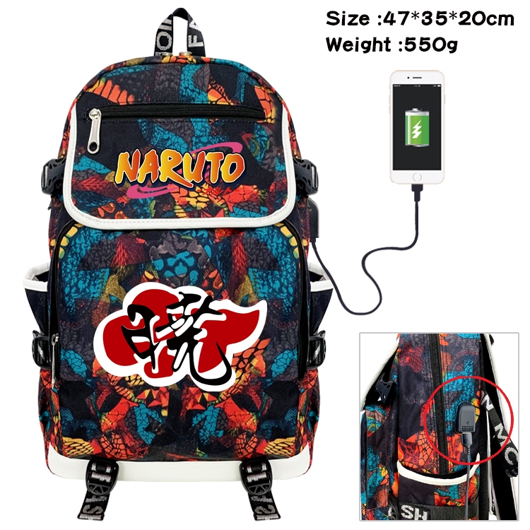 Naruto Anime Camouflage Flip Data Cable Backpack School Bag 47x35x20cm