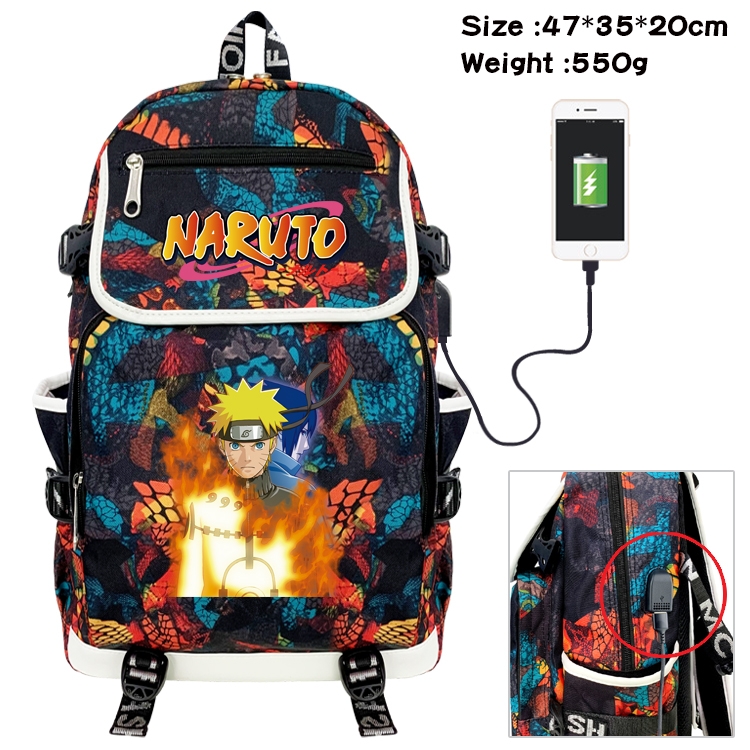 Naruto Anime Camouflage Flip Data Cable Backpack School Bag 47x35x20cm