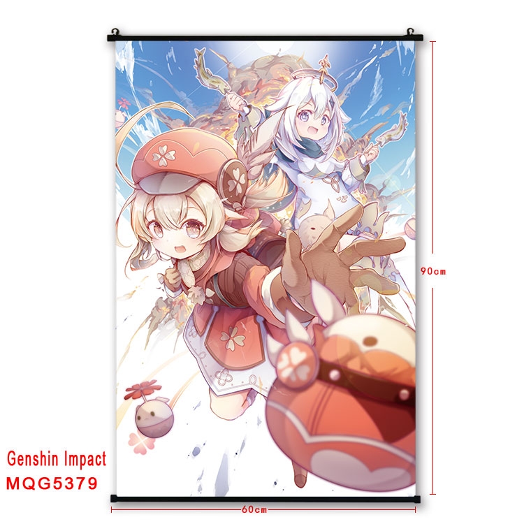 Genshin Impact black Plastic rod Cloth painting Wall Scroll 60X90CM  MQG-5379