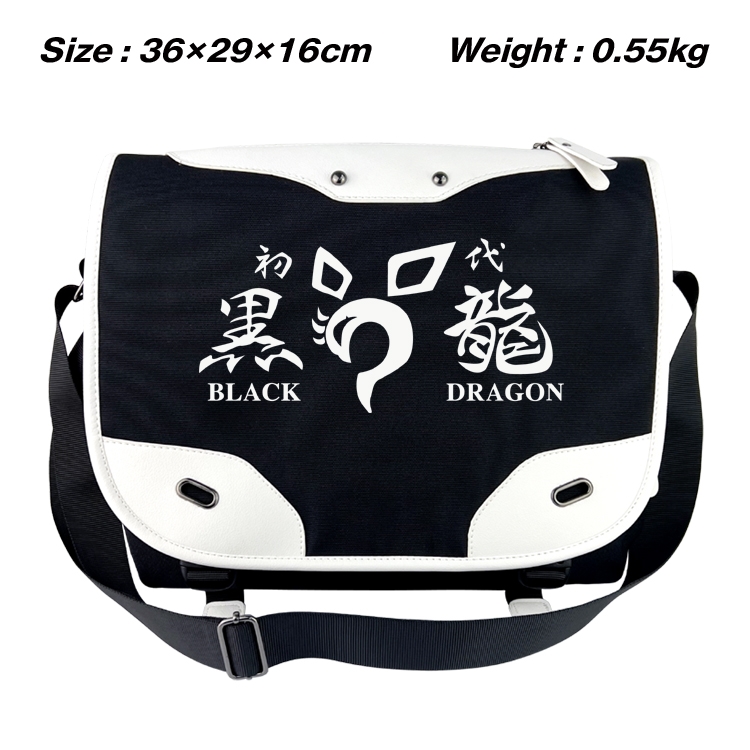 Tokyo Revengers  Black and white anime waterproof nylon shoulder messenger bag schoolbag 36X29X16CM