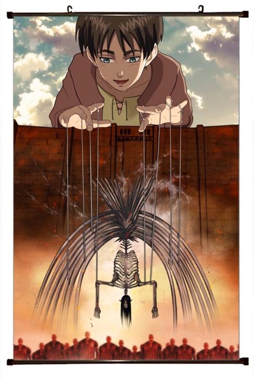 Shingeki no Kyojin Anime black Plastic rod Cloth painting Wall Scroll 60X90CM  J12-288