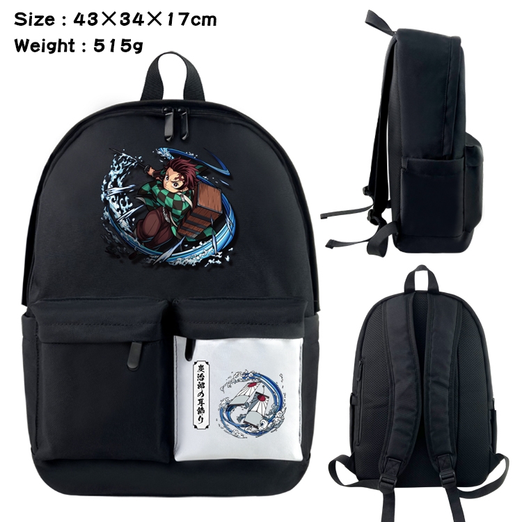 Demon Slayer Kimets Anime Black and White Double Spell Waterproof Backpack School Bag 43x34x17cm