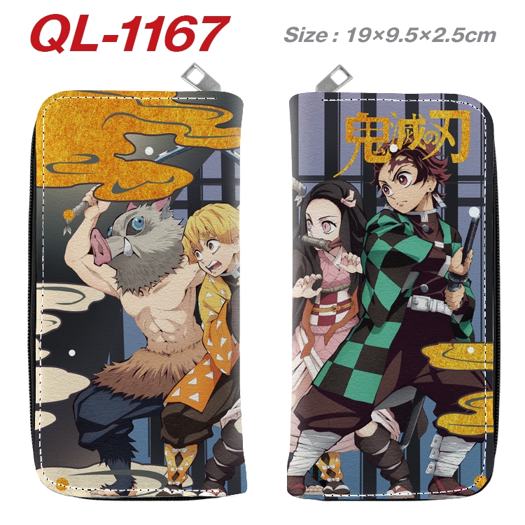 Demon Slayer Kimets  Anime pu leather long zipper wallet 19X9.5X2.5CM QL-1167