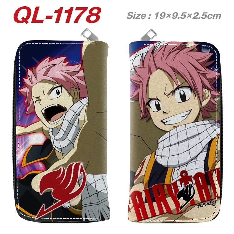 Fairy tail Anime pu leather long zipper wallet 19X9.5X2.5CM QL-1178