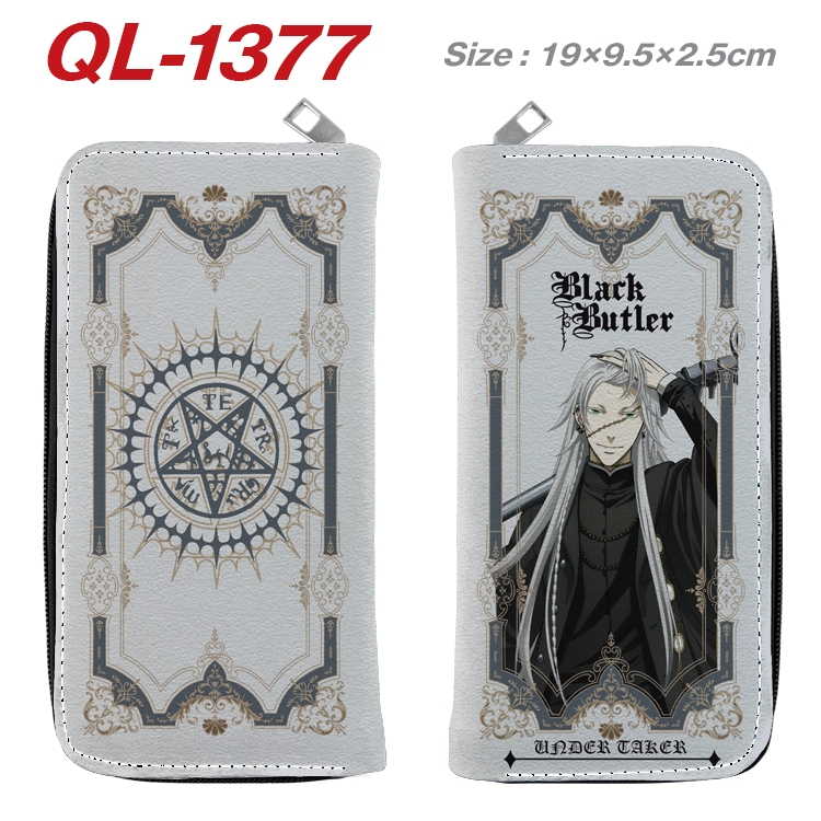 Kuroshitsuji Anime pu leather long zipper wallet 19X9.5X2.5CM