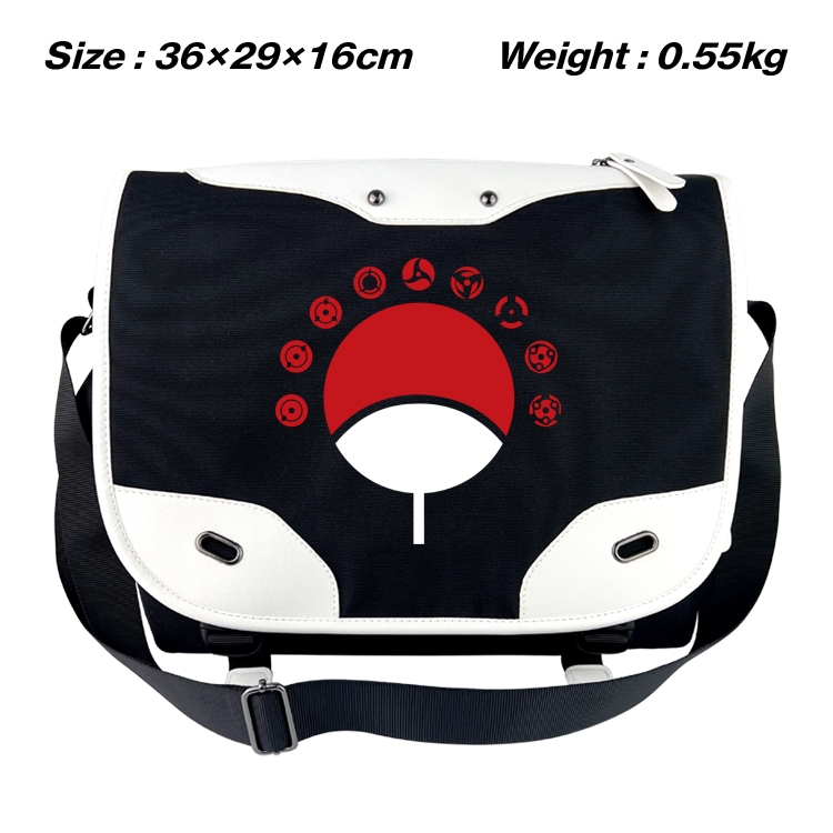 Naruto Black and white anime waterproof nylon shoulder messenger bag schoolbag 36X29X16CM