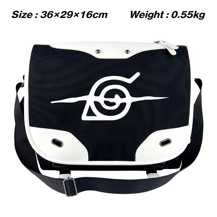 Naruto Black and white anime waterproof nylon shoulder messenger bag schoolbag 36X29X16CM
