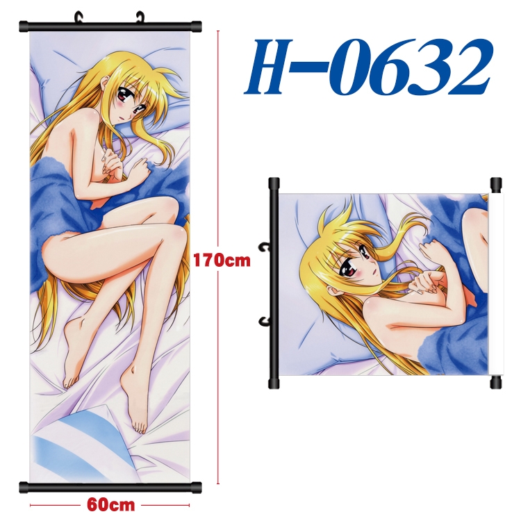 Magical Girl Lyrical Nanoha Black plastic rod cloth hanging canvas painting 60x170cm  H-0632