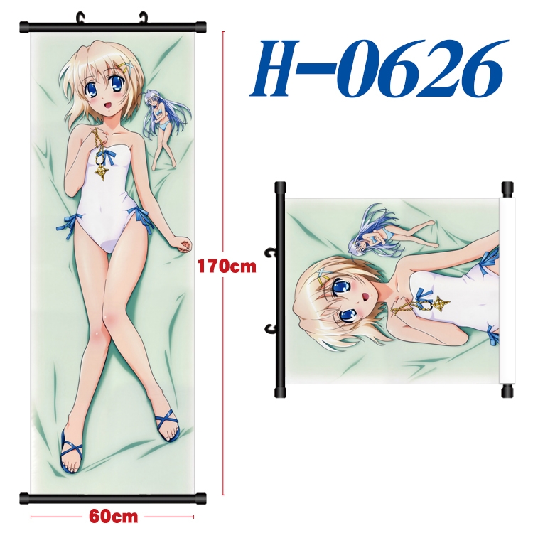 Magical Girl Lyrical Nanoha Black plastic rod cloth hanging canvas painting 60x170cm   H-0626