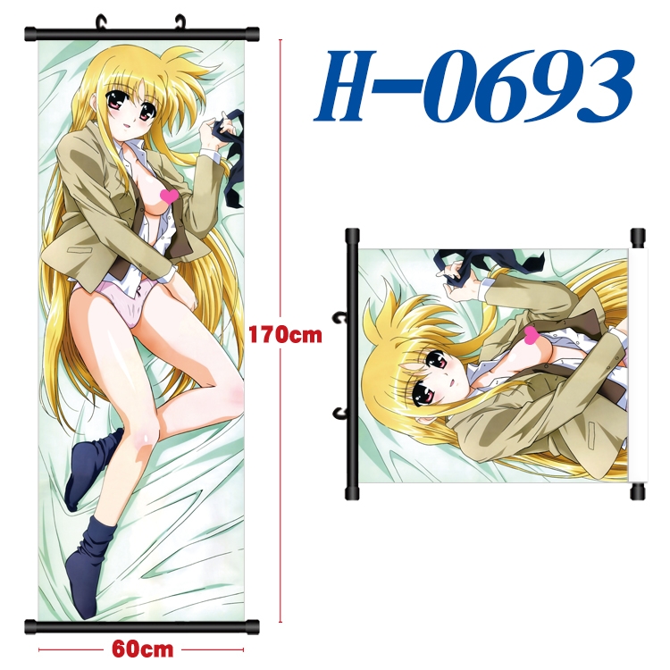 Magical Girl Lyrical Nanoha Black plastic rod cloth hanging canvas painting 60x170cm   H-0693