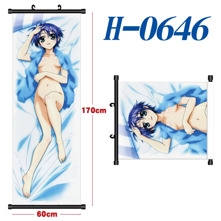 Magical Girl Lyrical Nanoha Black plastic rod cloth hanging canvas painting 60x170cm  H-0646