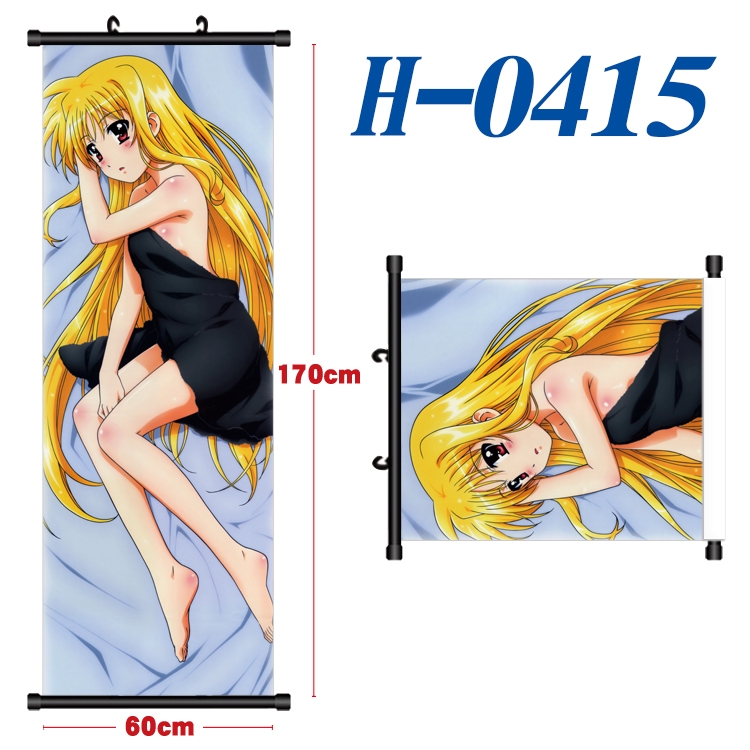 Magical Girl Lyrical Nanoha Black plastic rod cloth hanging canvas painting 60x170cm  H-0415