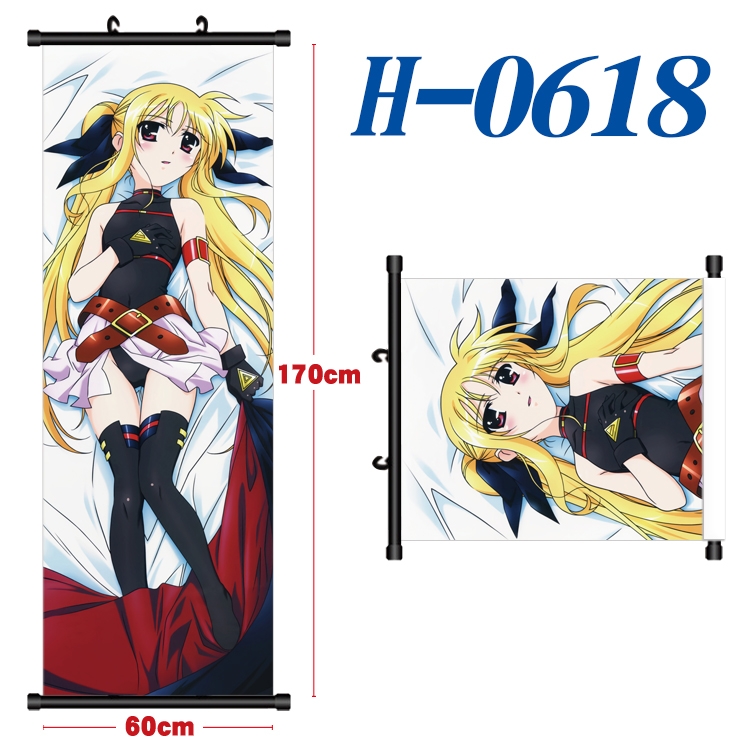 Magical Girl Lyrical Nanoha Black plastic rod cloth hanging canvas painting 60x170cm  H-0618