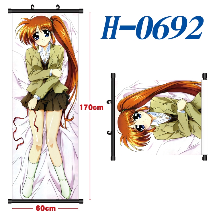 Magical Girl Lyrical Nanoha Black plastic rod cloth hanging canvas painting 60x170cm  H-0692