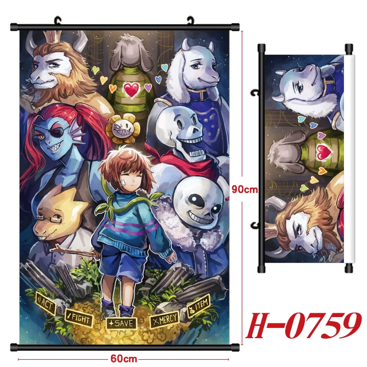 Undertale Anime Black Plastic Rod Canvas Painting 60X90CM H-0759