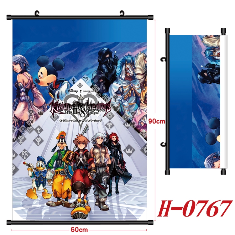 kingdom hearts  Anime Black Plastic Rod Canvas Painting 60X90CM  H-0767