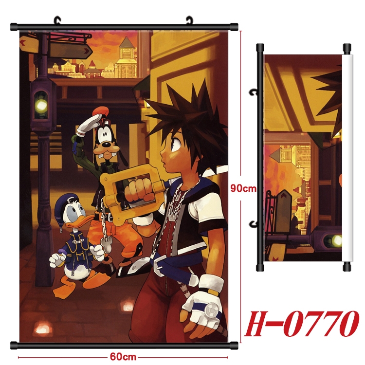 kingdom hearts  Anime Black Plastic Rod Canvas Painting 60X90CM  H-0770