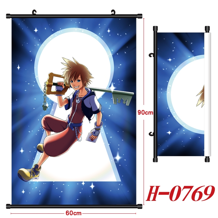kingdom hearts  Anime Black Plastic Rod Canvas Painting 60X90CM  H-0769
