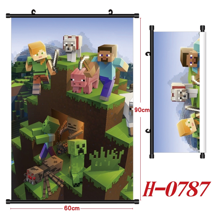 Minecraft Anime Black Plastic Rod Canvas Painting 60X90CM  H-0787