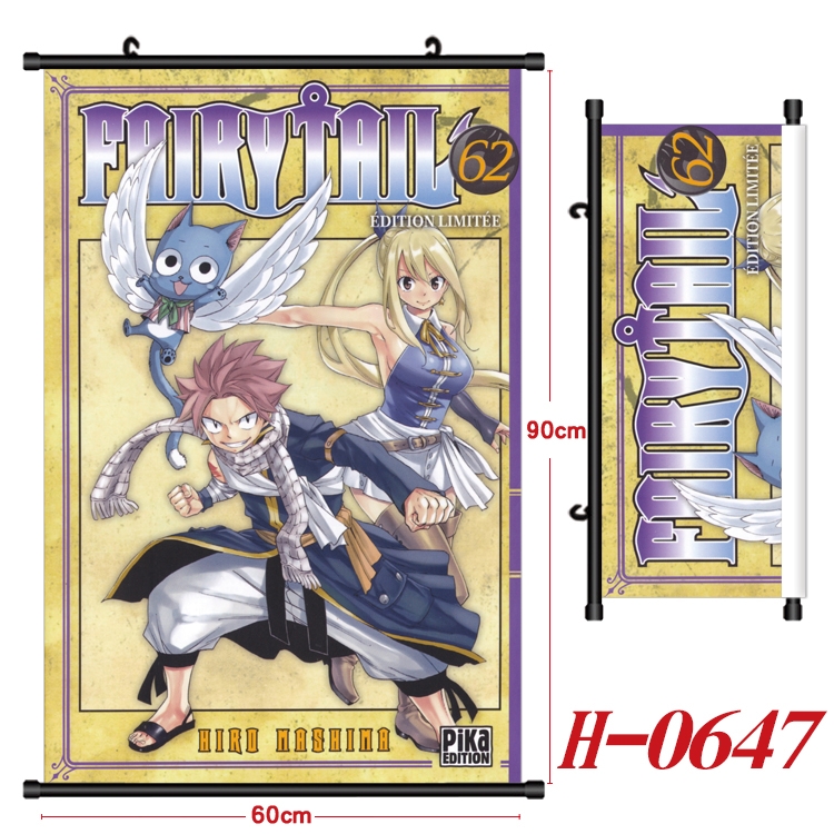 Fairy tail Anime Black Plastic Rod Canvas Painting 60X90CM H-0647