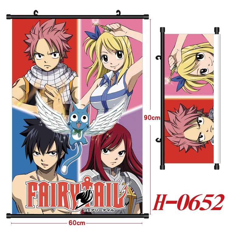Fairy tail Anime Black Plastic Rod Canvas Painting 60X90CM H-0652