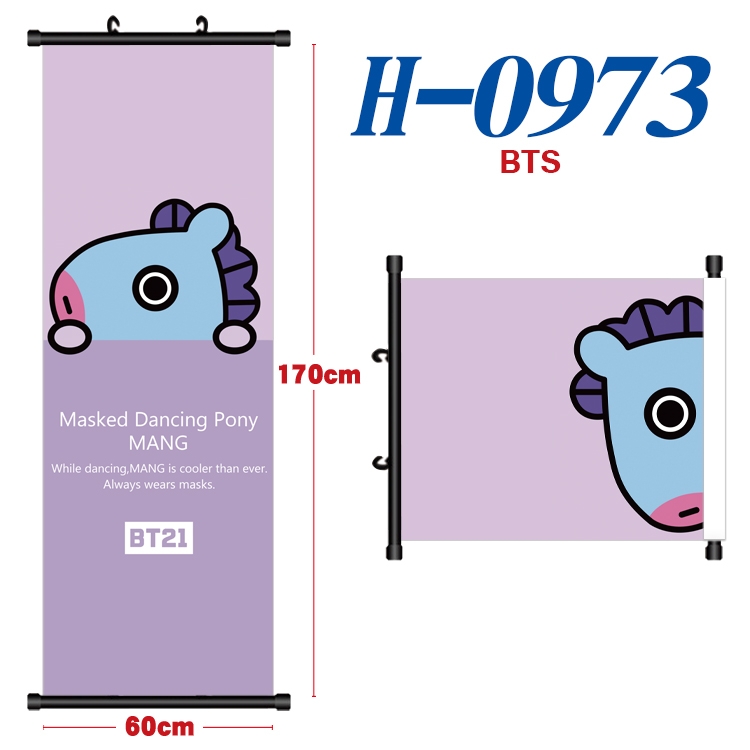 BTS Black plastic rod cloth hanging canvas painting 60x170cm H-0973