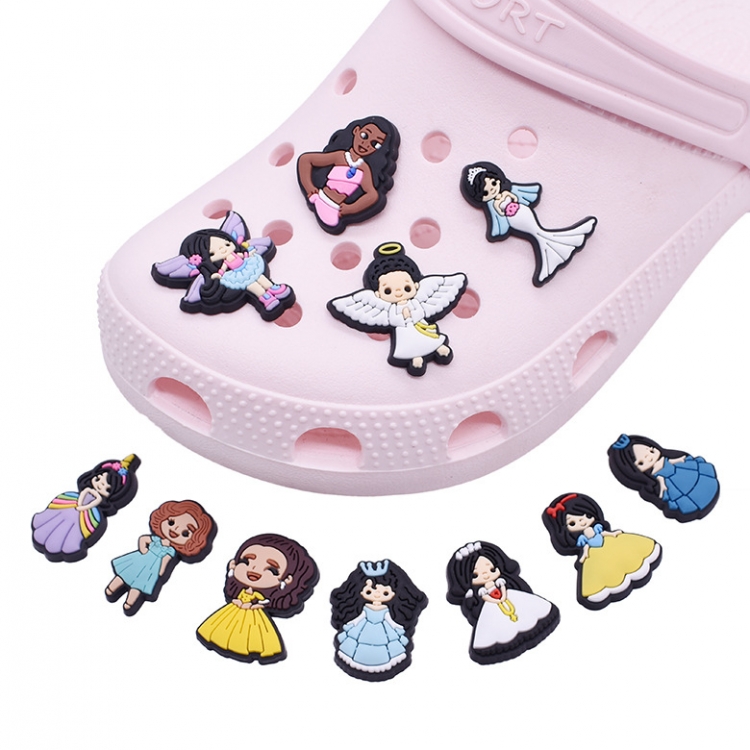 princess pattern PVC soft rubber shoe buckle cartoon shoe buckle accessories 100 random mix