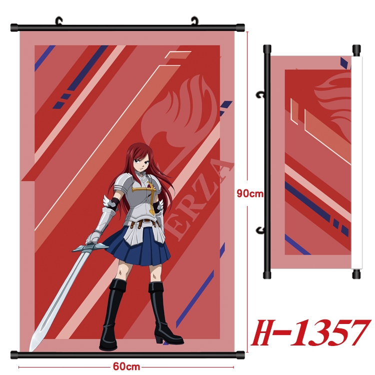 Fairy tail Anime Black Plastic Rod Canvas Painting 60X90CM H1357