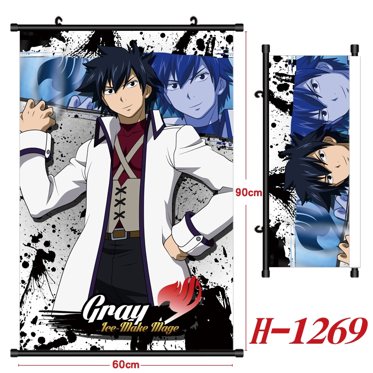 Fairy tail Anime Black Plastic Rod Canvas Painting 60X90CM H1269