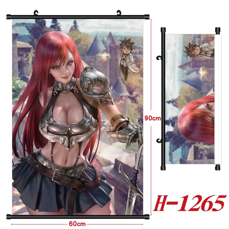 Fairy tail Anime Black Plastic Rod Canvas Painting 60X90CM  H1265