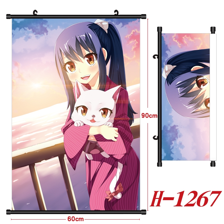 Fairy tail Anime Black Plastic Rod Canvas Painting 60X90CM H1267