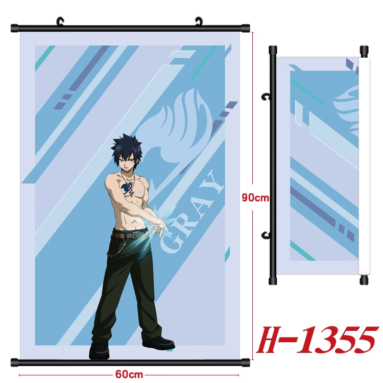 Fairy tail Anime Black Plastic Rod Canvas Painting 60X90CM H1355