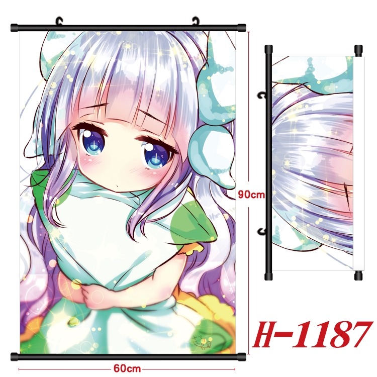 Miss Kobayashis Dragon Maid Anime Black Plastic Rod Canvas Painting 60X90CM  H1187