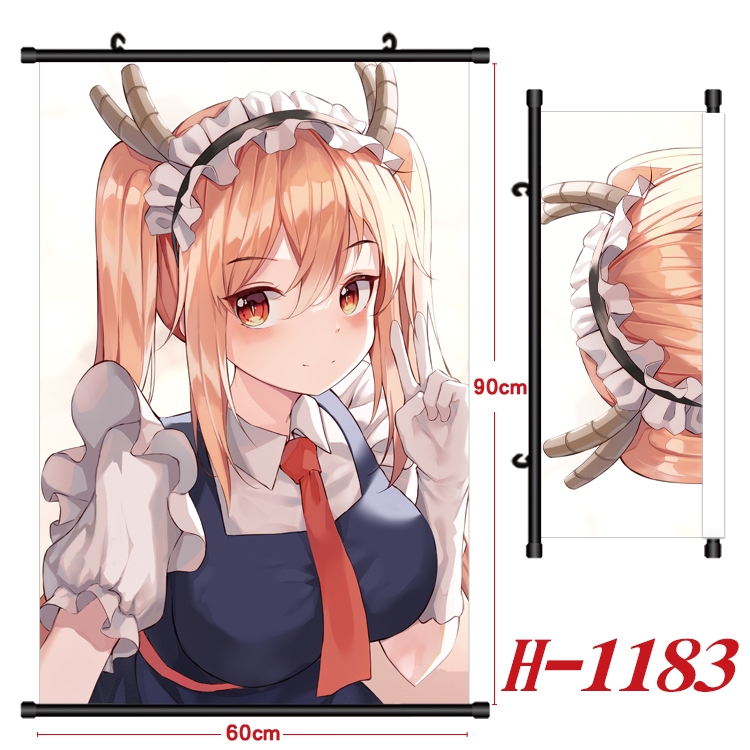 Miss Kobayashis Dragon Maid Anime Black Plastic Rod Canvas Painting 60X90CM H1183
