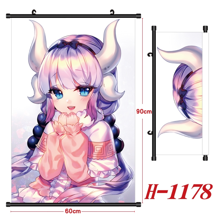 Miss Kobayashis Dragon Maid Anime Black Plastic Rod Canvas Painting 60X90CM  H1178