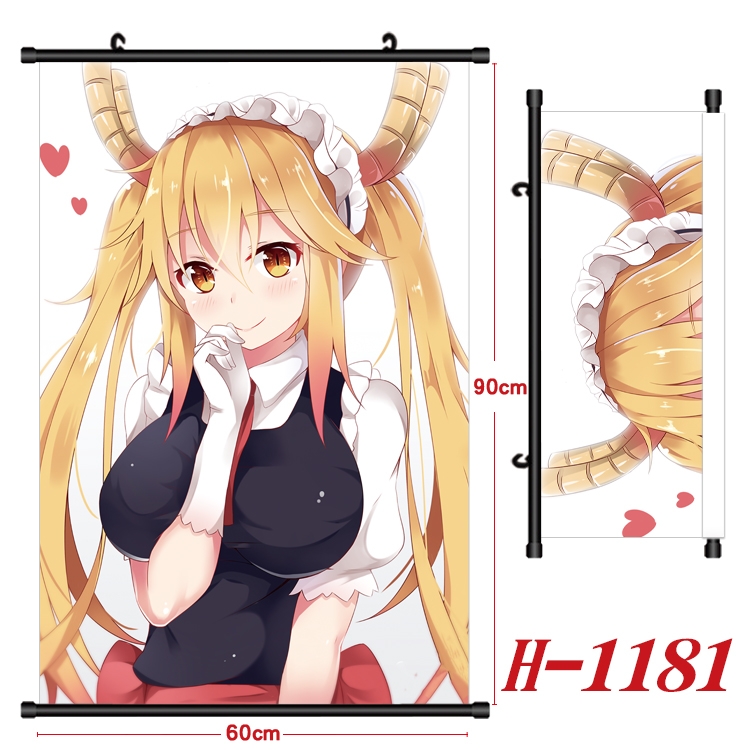 Miss Kobayashis Dragon Maid Anime Black Plastic Rod Canvas Painting 60X90CM H1181