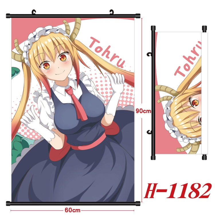 Miss Kobayashis Dragon Maid Anime Black Plastic Rod Canvas Painting 60X90CM H1182